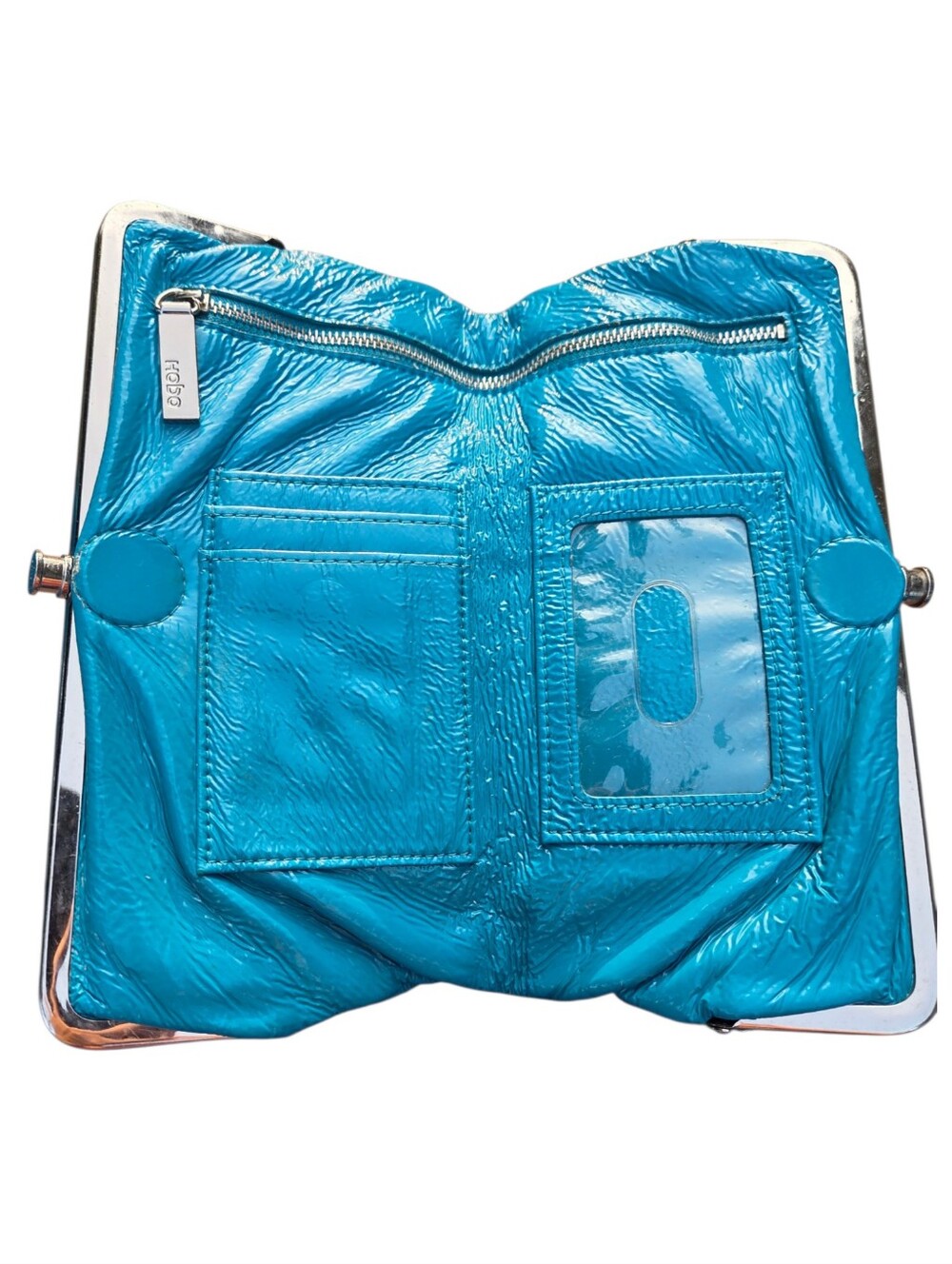 Hobo Lauren Clutch Wallet in Bright Blue Patent Leather Y2K Vibes Fun Vacation